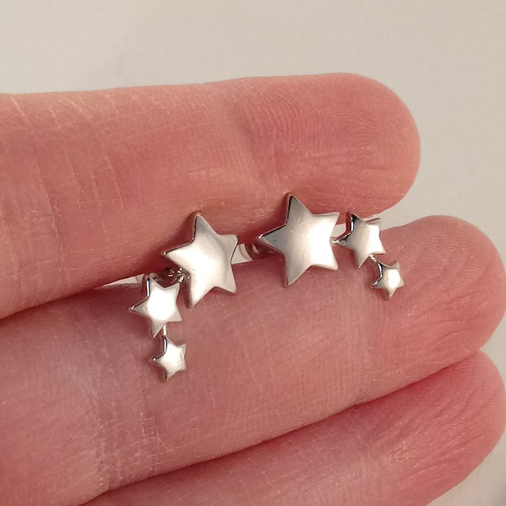 925 Sterling Silver Plated Shooting Star Stud Earrings Women's Party Gift